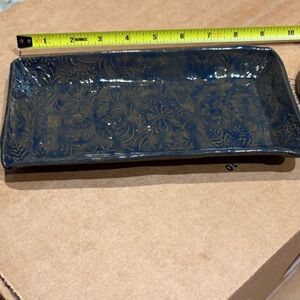Elegant Blue Rectangular Ceramic Tray